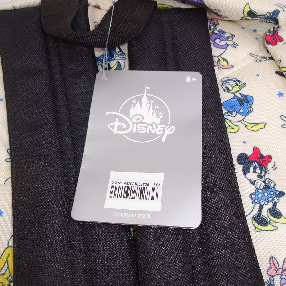 NWT New Disney Cream Backpack Mickey Minnie Mouse Goofy Pluto Donald Daisy Stars - Picture 5 of 5